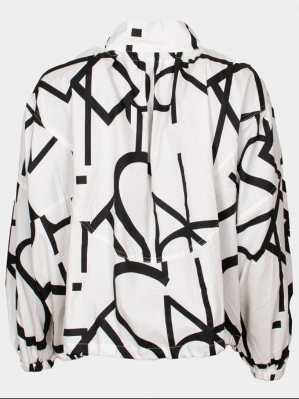 Samantha white black graffiti poplin jacket