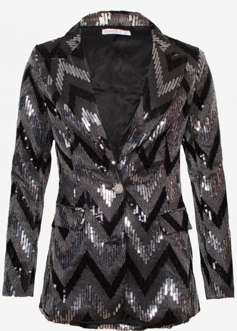Sara Chevron sequin blazer