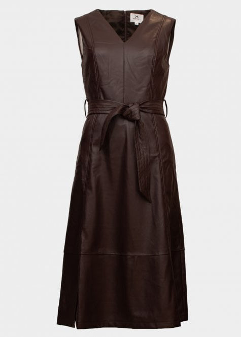 Sophia Pleather midi v dress