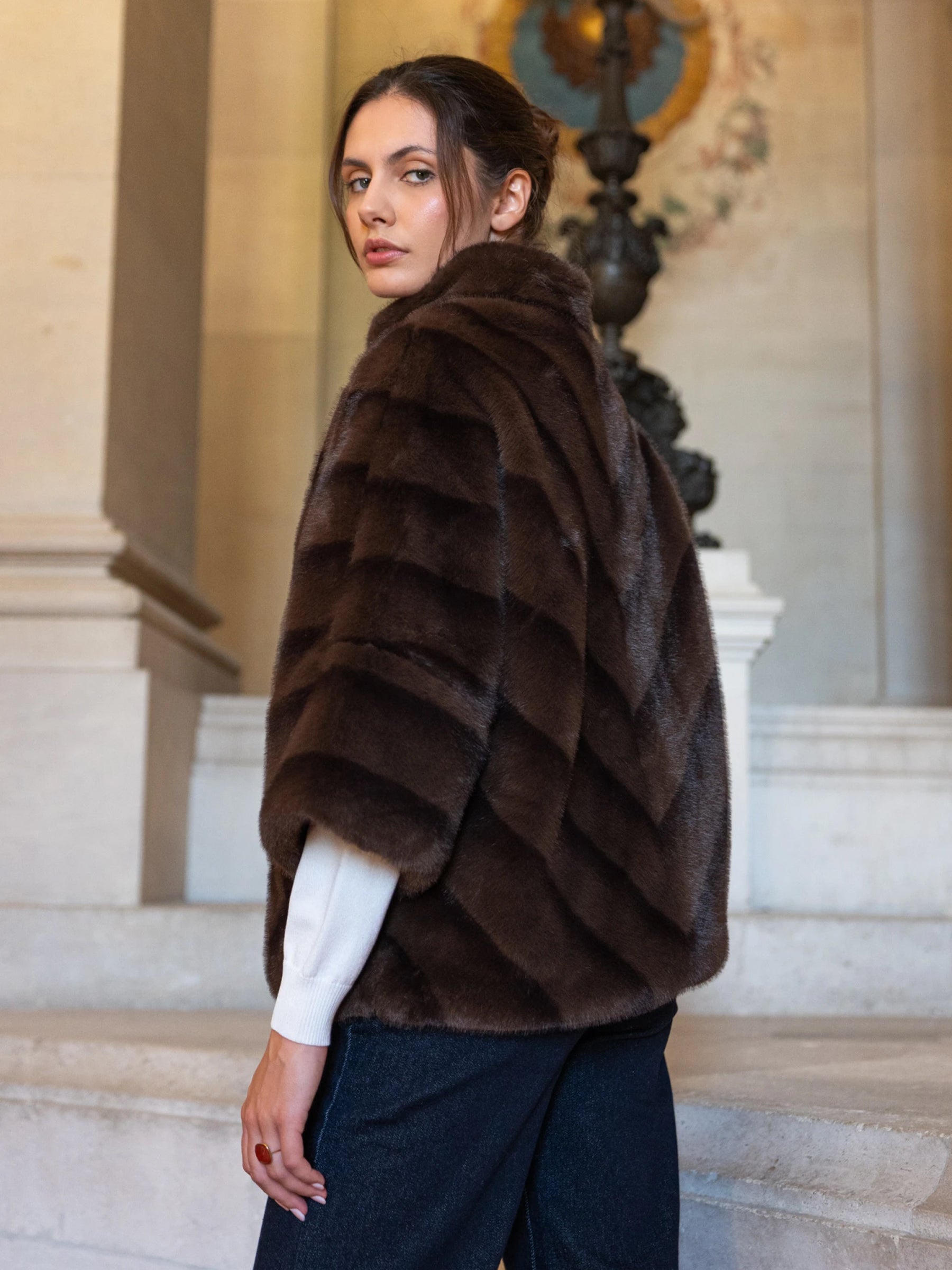 Keely - Faux fur cape jacket
