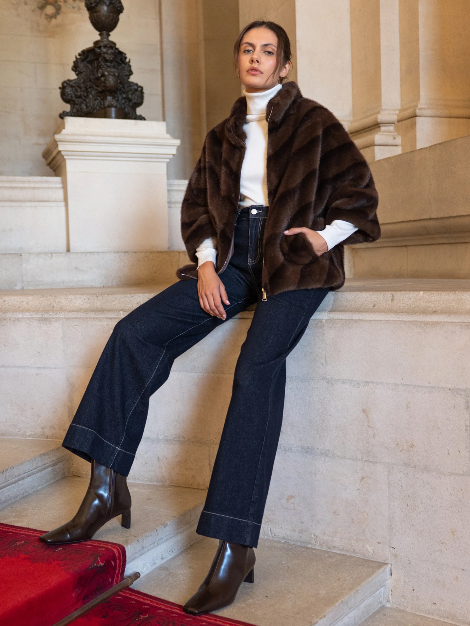 Keely - Faux fur cape jacket