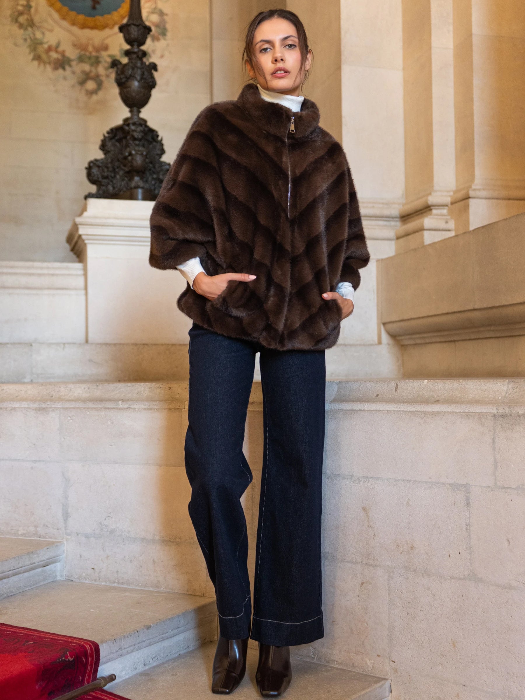 Keely - Faux fur cape jacket