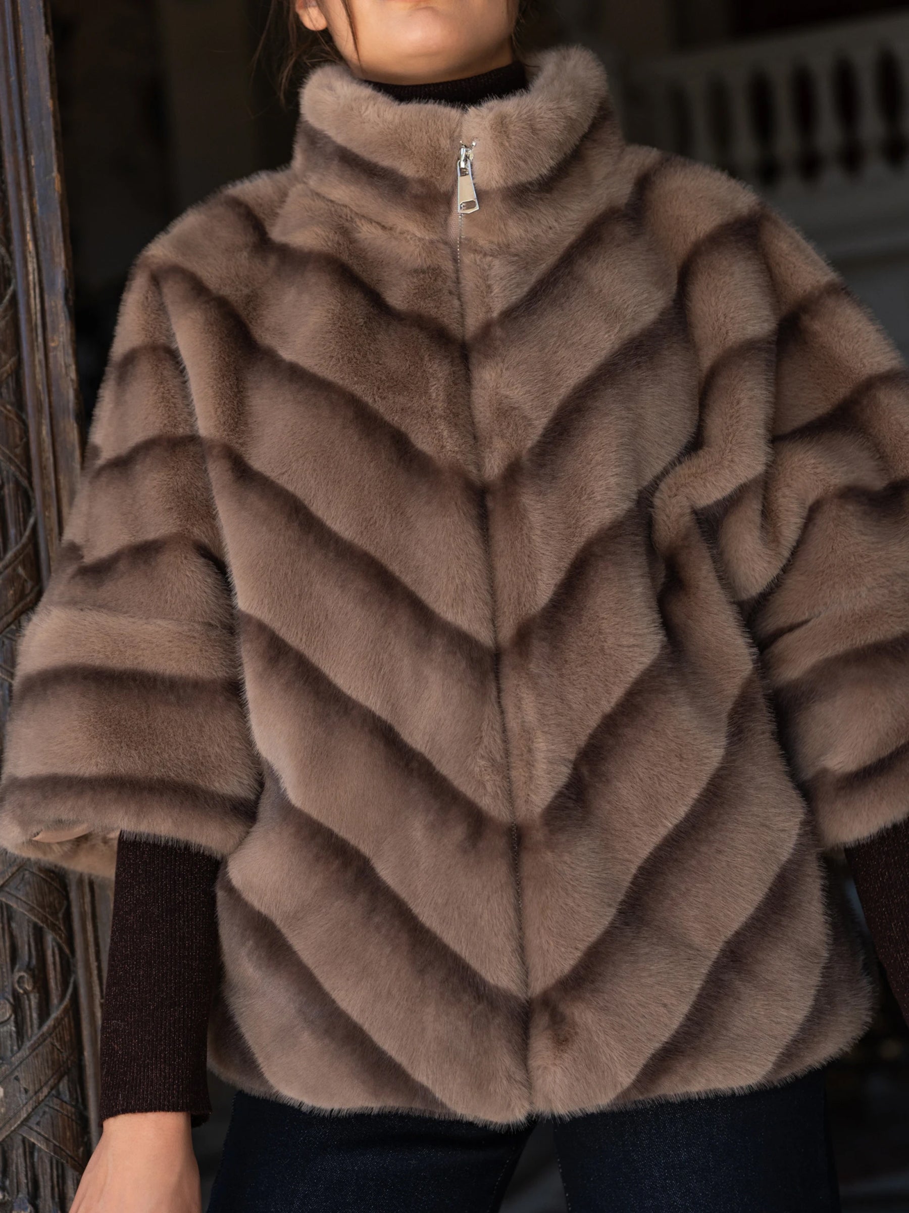 Keely - Faux fur cape jacket