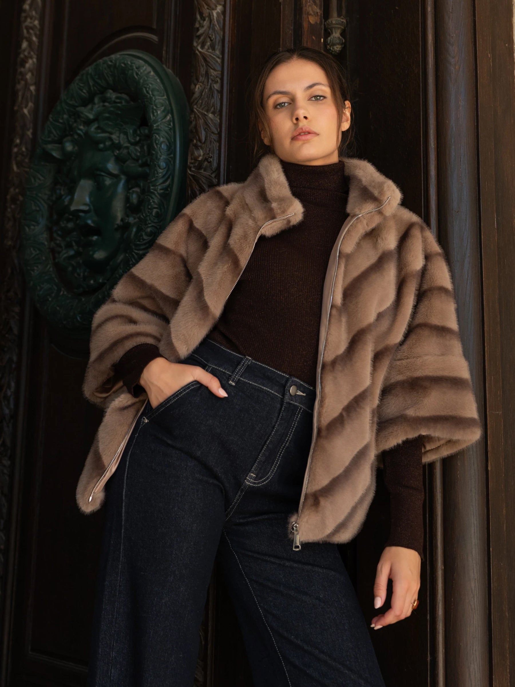 Keely - Faux fur cape jacket