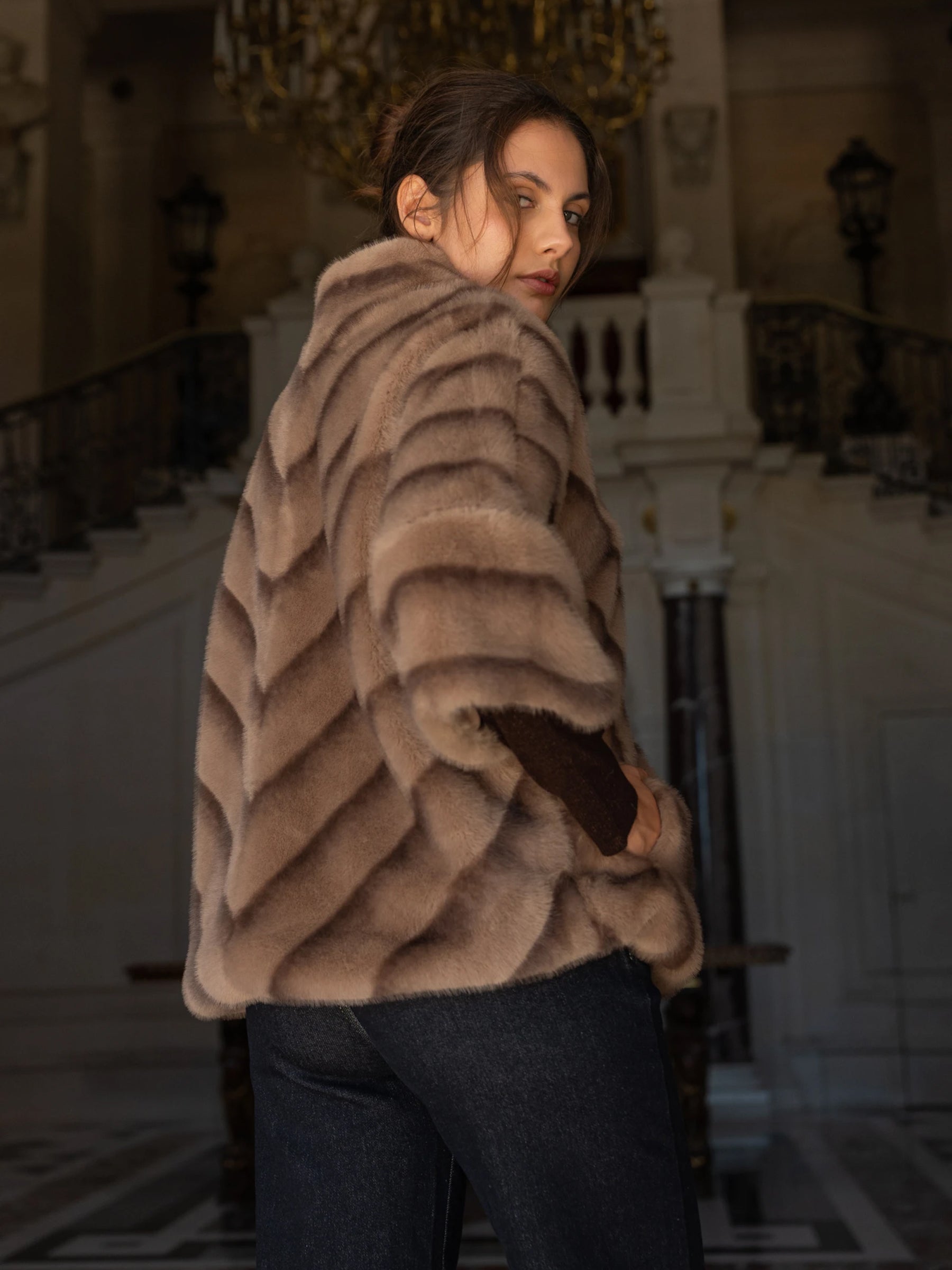 Keely - Faux fur cape jacket