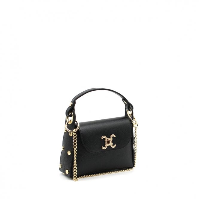 Cebrina black leather stud cross body bag