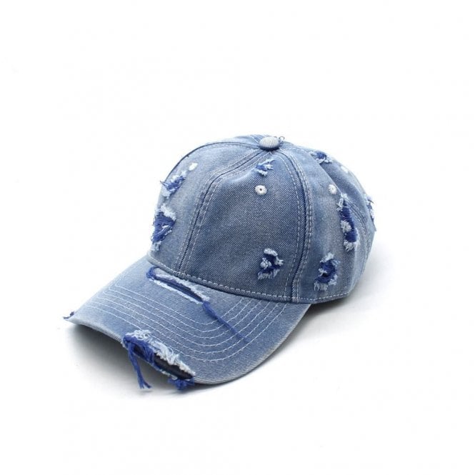 Denim blue ripped baseball cap