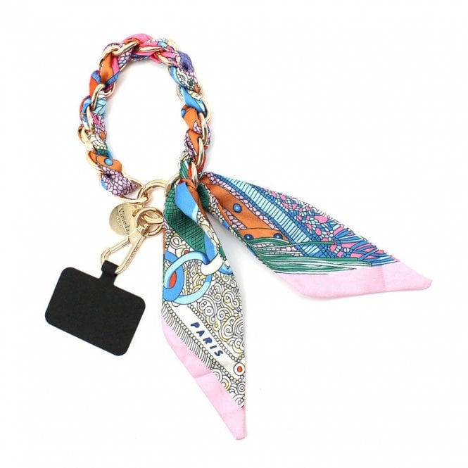Scarf print phone wrist strap Pink